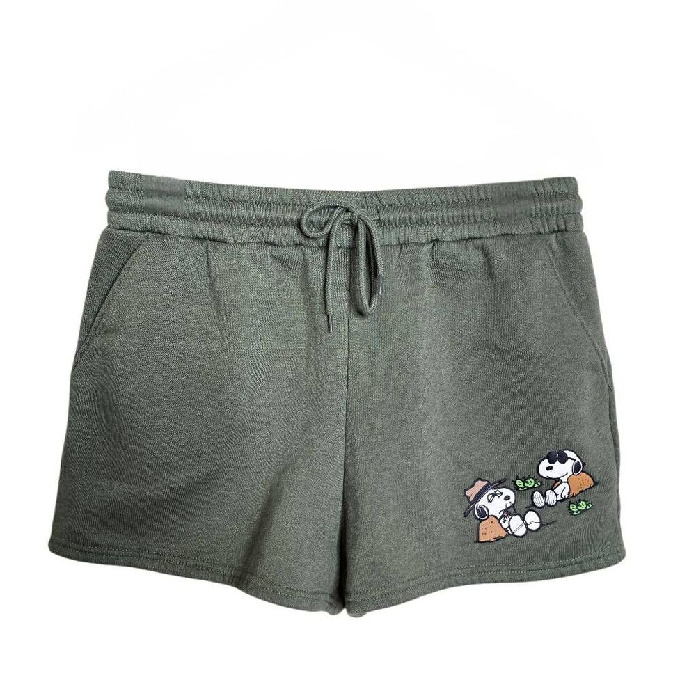 Peanuts Snoopy Olive Green Fleece Lounge Shorts XL